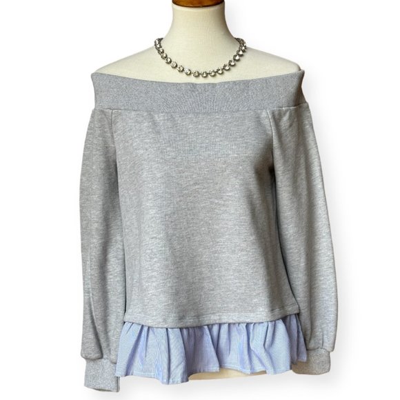 After Market Off Shoulder Sweatshirt with Peplum Trim - Picture 3 of 10